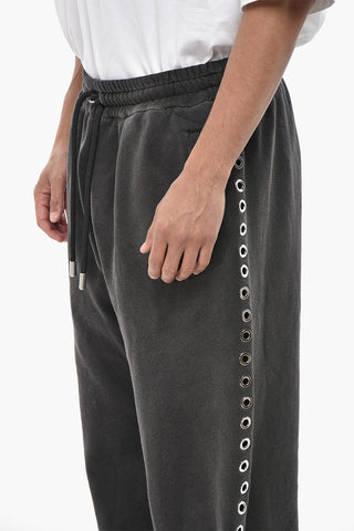 Brushed Cotton Joggers EYELET With Decorative Eyelets