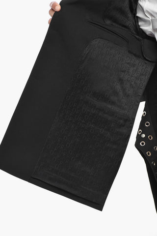 Virgin Wool Blazer EYELET BELT with Eyelet Detailing