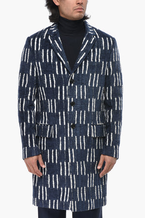 Velour Coat SHIBORI With Geometric Pattern