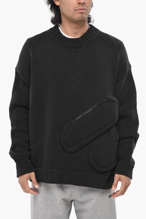 SEASONAL Pullover mit Rundhalsausschnitt aus Baumwollmischung mit Reißverschlusstaschen