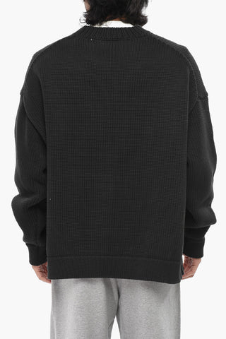 SEASONAL Maglia Girocollo in Misto Cotone con Tasche a Zip
