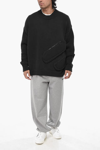 SEASONAL Cotton Blend Crewneck Sweater With Zip Pockets