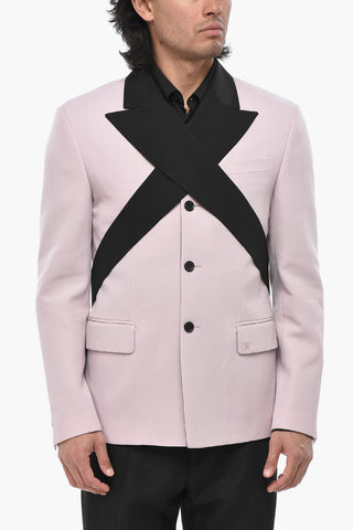 Blazer Relaxed Fit STICKER COLLAR con Dettaglio Criss Cross