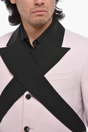 Relaxed-Fit Blazer STICKER COLLAR with Criss Cross Detail