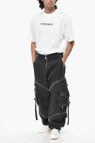 Cargo-Jeans mit Querreißverschlüssen und elastischem Bündchen