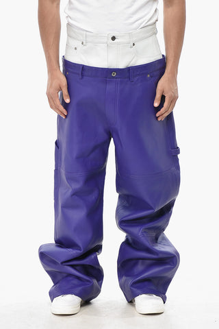 Leather Trousers in Two-Tone Double Fabric