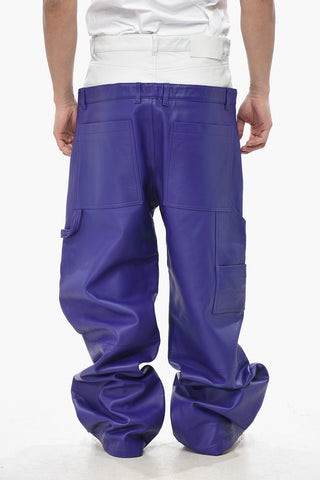 Leather Trousers in Two-Tone Double Fabric