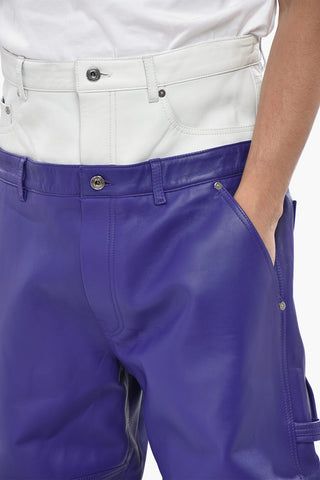 Leather Trousers in Two-Tone Double Fabric