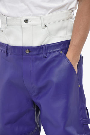 Leather Trousers in Two-Tone Double Fabric
