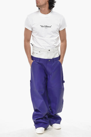 Leather Trousers in Two-Tone Double Fabric