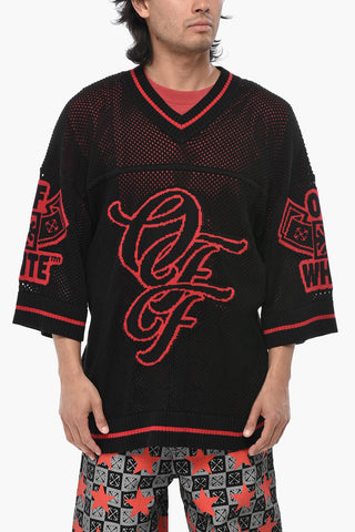 T-Shirt in Maglia VARSITY NET con Logo in Jacquard