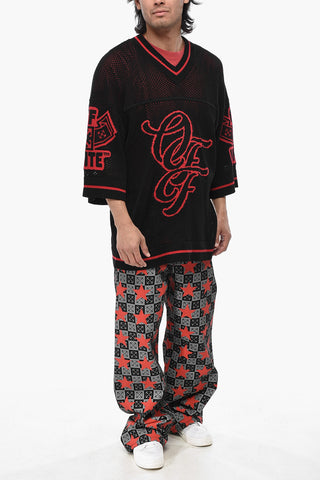 T-Shirt in Maglia VARSITY NET con Logo in Jacquard