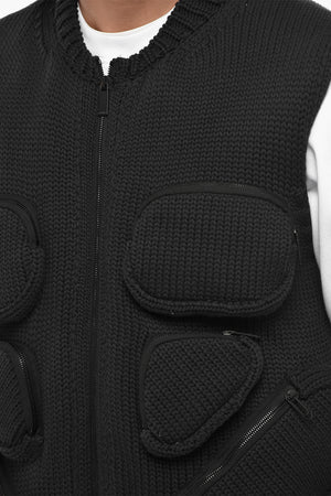 SEASONAL Zip-up Knit Vest MULTIPOCKETS