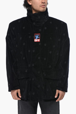 Velour Jacket HANDS OFF with All-Over Embroidery