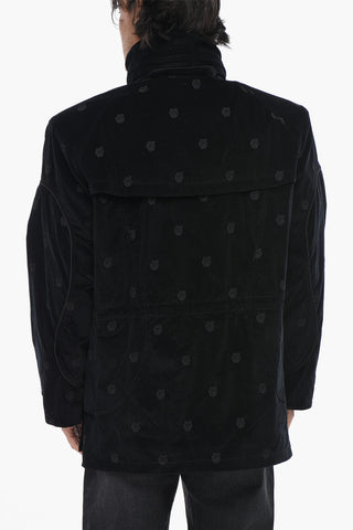 Velour Jacket HANDS OFF with All-Over Embroidery