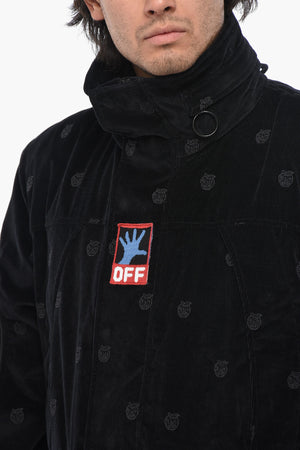 Velour Jacket HANDS OFF with All-Over Embroidery