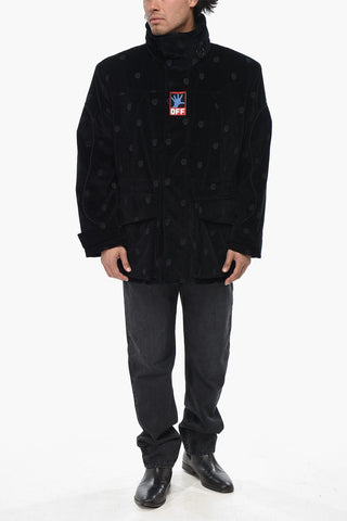 Velour Jacket HANDS OFF with All-Over Embroidery