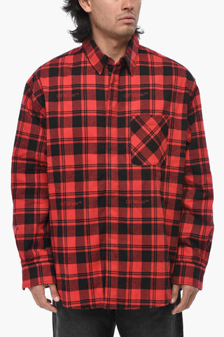 Gesteppte Overshirt aus Baumwollflanell mit Karomuster