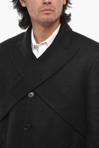 Mantel aus Wollmischung STICKER COLLAR mit Spitzrevers