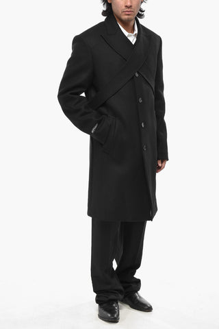 Mantel aus Wollmischung STICKER COLLAR mit Spitzrevers