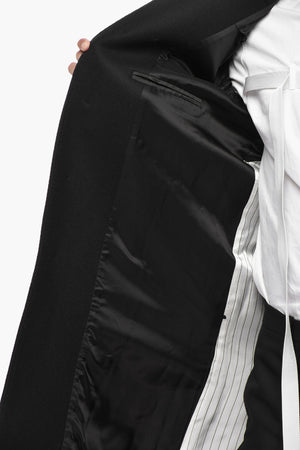 Wool Blend Coat STICKER COLLAR With Peak Lapel