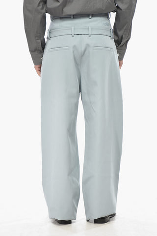 Double-Fabric Wool-Blend Trousers with Safety Belt