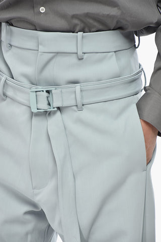 Double-Fabric Wool-Blend Trousers with Safety Belt