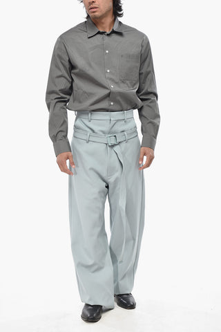 Double-Fabric Wool-Blend Trousers with Safety Belt