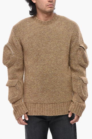 Wool-Blend Bouclé Sweater with Utility Pockets on the Sleeve