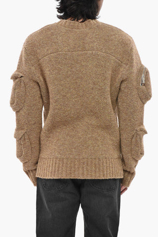 Wool-Blend Bouclé Sweater with Utility Pockets on the Sleeve