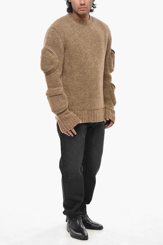 Wool-Blend Bouclé Sweater with Utility Pockets on the Sleeve