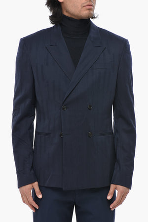Wool-Blend Jacquard Double-Breasted Blazer SHIBORI