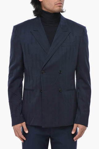 Wool-Blend Jacquard Double-Breasted Blazer SHIBORI