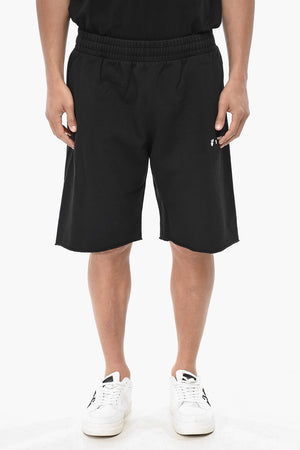 PERMANENT Shorts in Cotone Garzato con Fondo a Taglio Vivo