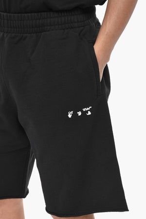 PERMANENT Shorts in Cotone Garzato con Fondo a Taglio Vivo