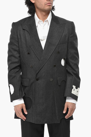 TAILORING Double-Breasted Wool-Twill Blazer METEOR with Cut-Out