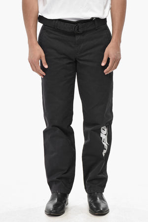 Cotton Chino Pants With Fabric Belt