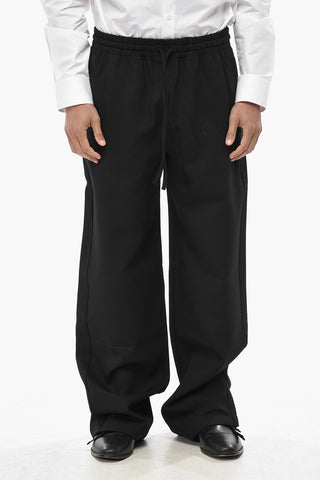 Wool Blend Track Pants With Ankle Drawstring