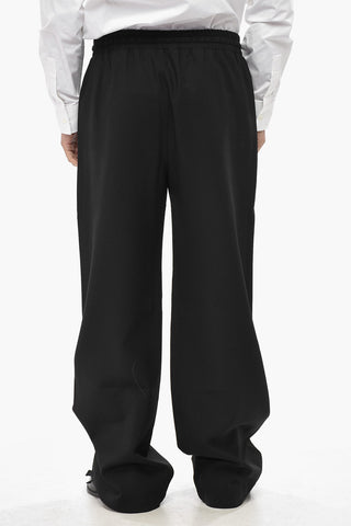 Wool Blend Track Pants With Ankle Drawstring