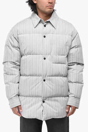 Hairline Cotton Puffer Jacket with Snap Buttons