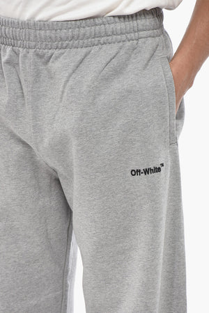 Brushed Cotton Joggers DIAGONAL With Ribbed Cuffs And Embroidered Logo