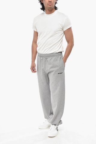 Joggers in Cotone Garzato DIAGONAL con Polsini e Logo Ricamato