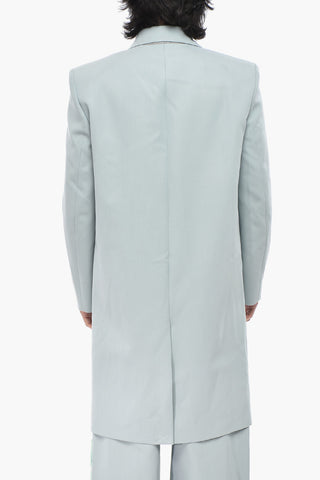 Wool-Blend Double-Breasted Coat With Offset Zip