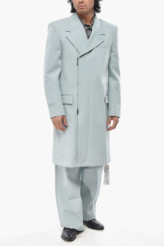 Wool-Blend Double-Breasted Coat With Offset Zip