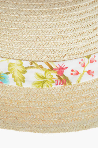 Cappello Cloche in Paglia con Nastro a Fantasia Floreale