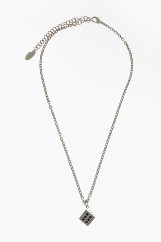 Collana a Catena con Pendente A Forma di Dado con Strass