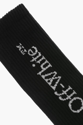 Long Ribbed Socks with Contrasting Logo Embroidery
