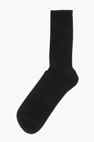 Long Ribbed Socks with Contrasting Logo Embroidery