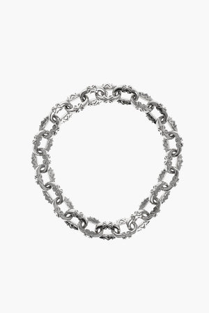 Collana A Catena in Effetto Argentato con Monogram All-Over