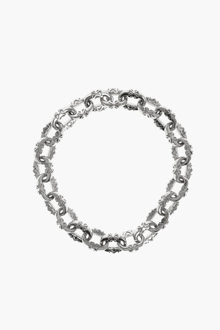 Silver-Tone Chain Necklace With All-Over Monogram